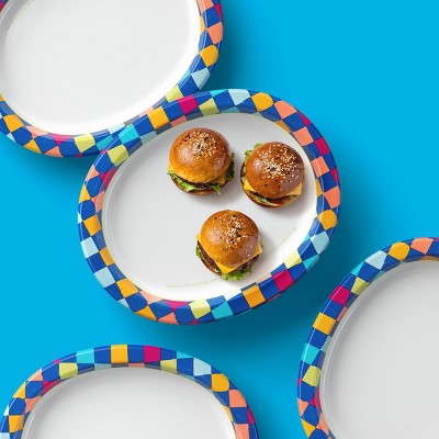 Disposable Platters Oval - Colorful Checkered - 16ct - up&up