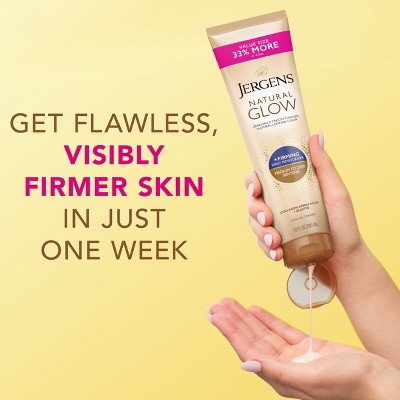 Jergens Natural Glow Skin Firming Daily Moisturizer + Self Tanner Tanning Lotion - Medium to Deep - 10 fl oz