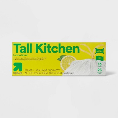 UltraStretch Tall Kitchen Drawstring Trash Bags - Lemon Squeeze - 13gal/25ct - up&up