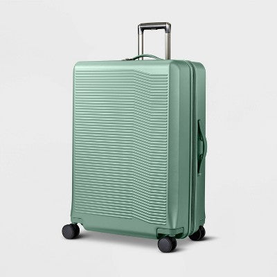 Signature Hardside Large Checked Spinner Suitcase Matte Green - Open Story: Expandable, Water-Resistant, TSA Locks (LOCAL PICKUP ONLY)