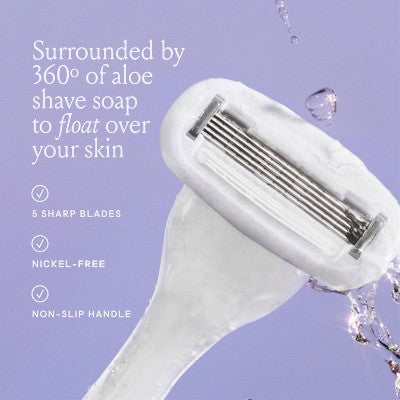 Billie Ice Sparkle Razor Starter Kit: 5 Blades, Bikini Line, Legs, Under Arm, Manual Reusable Razor