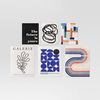 20" x 16" 6pc Modern Movement Wall Art Set Poster Prints - Room Essentials