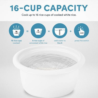 Aroma 16 Cup Rice Cooker with Pop Up Steam Tray
