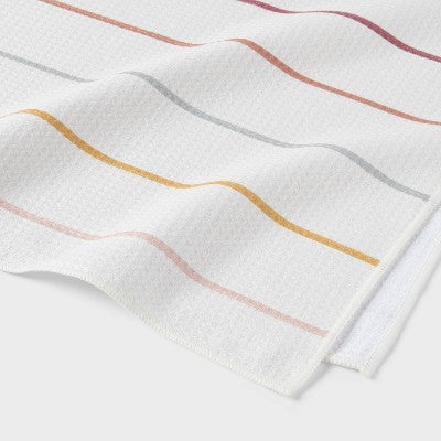 2pc Quick Dry Striped Waffle Oversize Bath Towel - Room Essentials