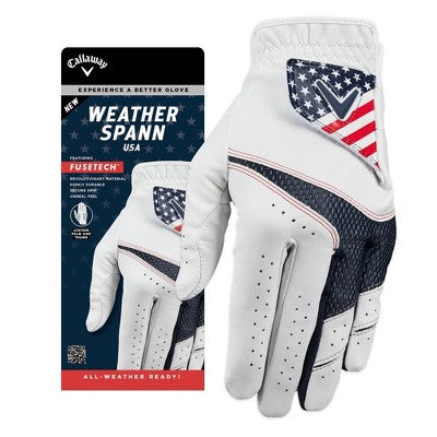 Callaway Adult Weather Spann USA Gloves - White L