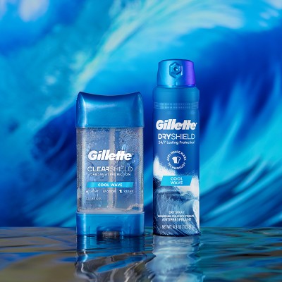 Gillette Dry Spray Antiperspirant and Deodorant for Men - Cool Wave - 4.3oz