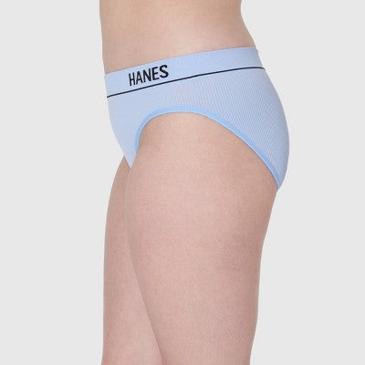 Hanes Originals Women's 3pk Seamless Rib Bikini Underwear - Blue/Green/White XL