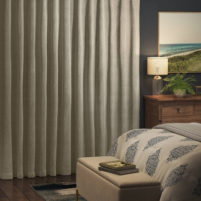 50"x84" Blackout Ashville Window Curtain Panel Gray - Threshold: Recycled Polyester, OEKO-TEX Certified, Magnetic Closure