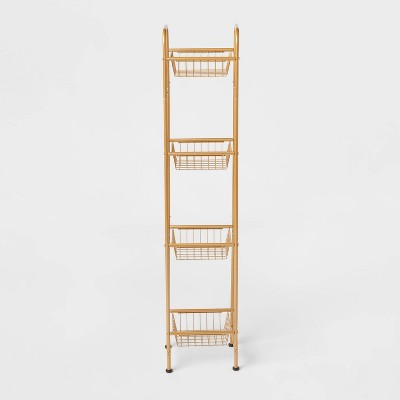 Tall Bath Storage Tower Metallic Gold - Room Essentials: Powder-Coated Steel Frame, 4-Shelf Over Toilet Cabinet (LOCAL PICKUP ONLY)