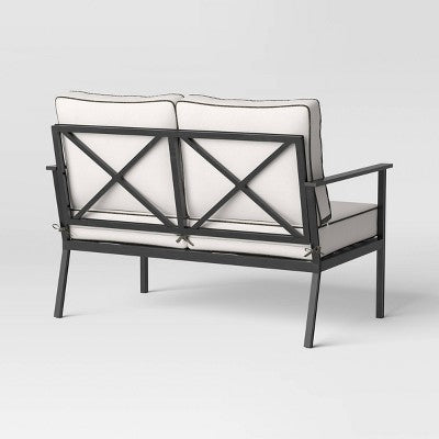 Searsburg Aluminum Deep Seating Outdoor Patio Loveseat - Black - Threshold (LOCAL PICKUP ONLY)