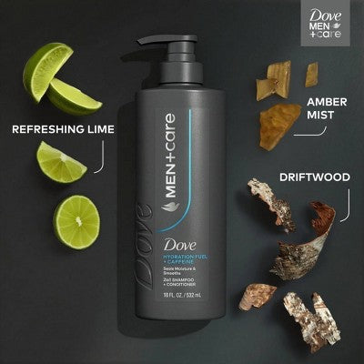 Dove Men+Care 2-in-1 Hydration Fuel + Caffeine Shampoo and Conditioner - 18 fl oz