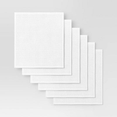 6pc Bar Mops Kitchen Textile White - Room Essentials: Cotton Terry Dish Towels, OEKO-TEX Certified, 18"x16"