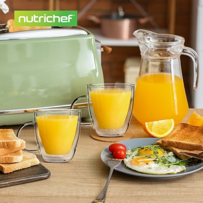 NutriChef 5.2oz Clear Glass Coffee Mug Set - 2pc