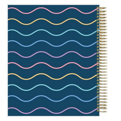 Blue Sky 7"x9" Livewell 2025-2026 Weekly/Monthly Spiral Coil Planner Laminated Lynnie Navy Waves