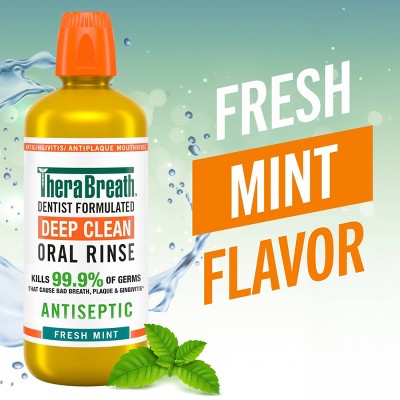 TheraBreath Deep Clean Mouthwash - Fresh Mint - 33.8 fl oz: Paraben-Free, Phthalate-Free, Formaldehyde-Free
