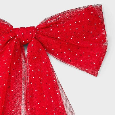 Tulle Rhinestone Hair Bow - A New Day Red
