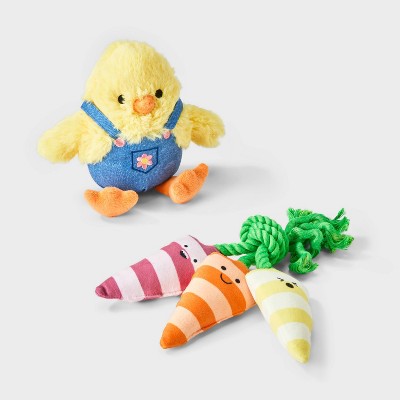 11.7" Chick & Carrots Plush Rope Dog Toy - Boots & Barkley 2pk