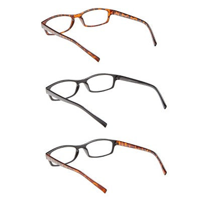 ICU Eyewear Oval Plastic Reading Glasses +2.00 - 3pk