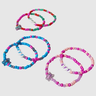 Girls' Stitch 6pk Friendship Bracelets: Disney Lilo & Stitch Beaded Set, Plastic, 14" Length