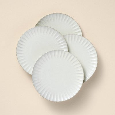 4pk 8.5" Scalloped Edge Stoneware Salad Plates Cream - Hearth & Hand with Magnolia