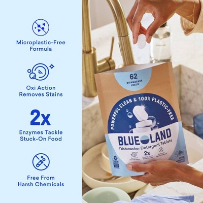 Blueland Fragrance Free Dishwasher Detergent Tablets - 62ct: Bleach-Free, Hypoallergenic, Vegan