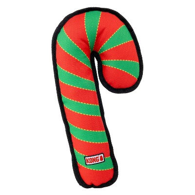 KONG Holiday Ballistic Candy Cane Food Shaped Dog Toy - Red
