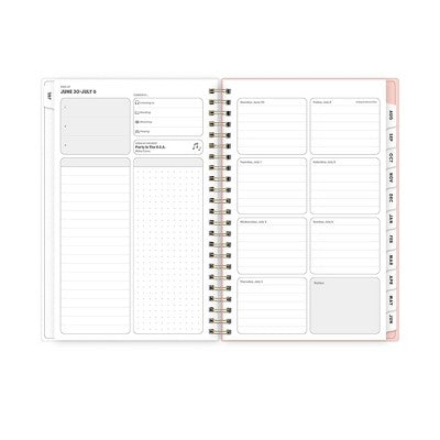 Blue Sky 5"x8" 2025-2026 Weekly/Monthly Wirebound Planner Frosted Glitter Sorbet Pink
