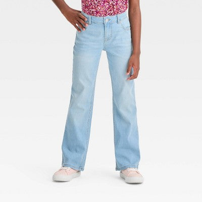 Girls' Mid-Rise Bootcut Jeans - Cat & Jack Light Wash 14 Plus