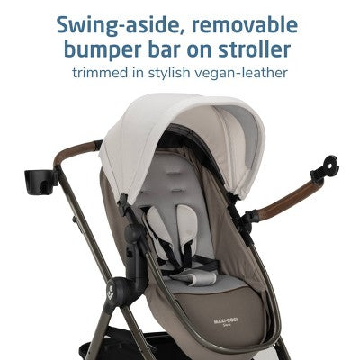 Maxi-Cosi Sienna Modular Travel System - Ecru: Bassinet Reclining Seat, Adjustable Handle, Rubber Tires, 38.8 lb Weight (LOCAL PICKUP ONLY)