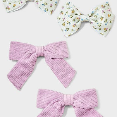 Girls' 4pk Salon Bow Clip Set - Cat & Jack Purple/Cream