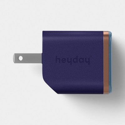 Wall Charger 2 Port USB-A + USB-C 25W - heyday Fluted Future Dusk Blue