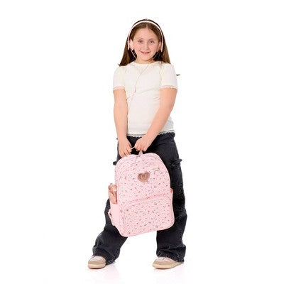 Locker Club Kids' 16L Nylon Backpack with Headphone Pencil Pouch - Assorted Pink