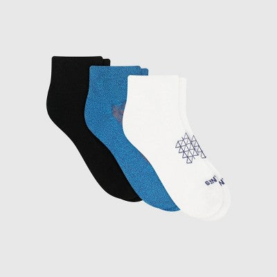 Hanes Men's Absolute Run Ankle Socks 3pk - Blue/White/Black 6-12