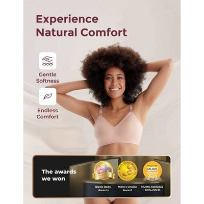 Momcozy Ultra Soft Wearable Pumping & Nursing Bra - Beige - L