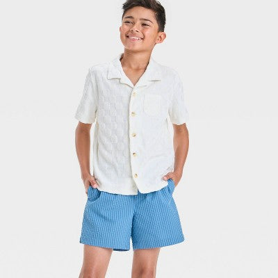 Boys' Striped Swim Shorts - art class Blue XS