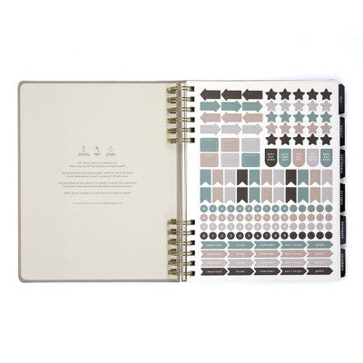Altitude 8"x10" Weekly/Monthly Planner Warm Gray 15 Month Bamboo Paper Recycled Stickers and Pocket Folder