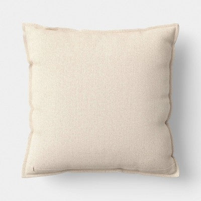 Square Linen Pillow with Flange and Contrast Neutral Reverse - Threshold