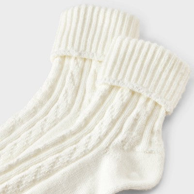 Women's Cable Turn-Cuff Super Soft Ankle Boot Socks - Auden Ivory 4-10