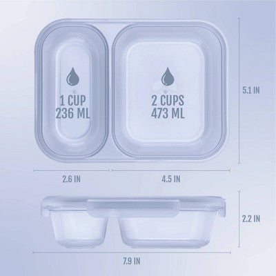 Ello Snap and Nest 10pc 3c divided Food Storage Container Set Blue