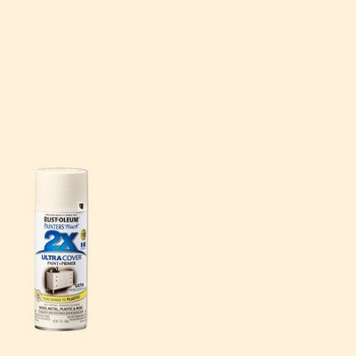 Rust-Oleum 12oz Painters Touch 2X Ultra Cover Spray Paint Heirloom White: Satin Finish, Interior/Exterior, Enamel Base