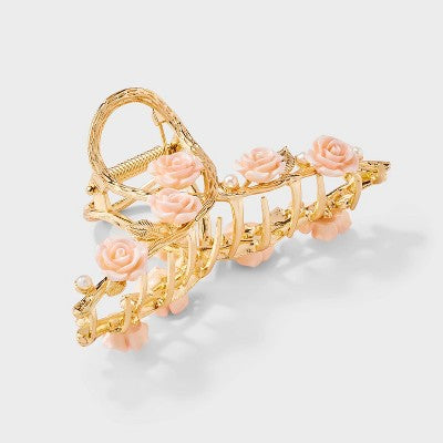 Loop with Rose Embellishment Claw Hair Clip - Wild Fable Gold
