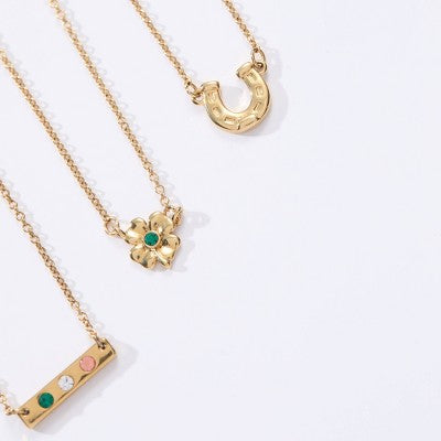 Tiny Tags 14K Gold Ion Plated Clover Necklace