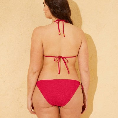 Women's Pucker Low-Rise Cheeky Bikini Bottom Shade & Shore Red M