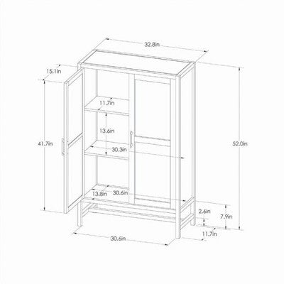 Warwick Library Cabinet Black - Threshold: Rattan-Panel Doors, Wood Veneer, 52" Height (LOCAL PICKUP ONLY)
