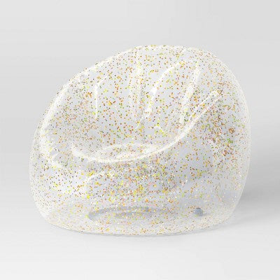 Inflatable Novelty Dorm Chair Glitter Clear - Room Essentials: PVC Lounge, Easy Clean, No Tools Assembly