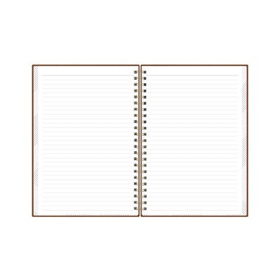 Lined Journal Safety Wirebound Non-Dated 5.75"x8.5" Tan - Blue Sky: Faux Leather Hard Cover, Narrow Ruled, 80 Pages, Adult Stationery