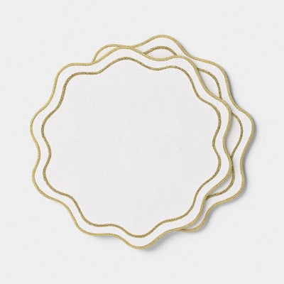 2pk Christmas Chargers Natural Scallop Gold Rim - Threshold