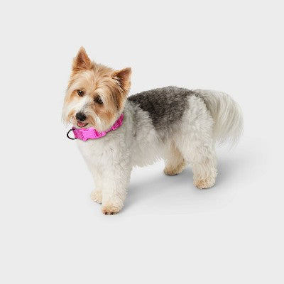 Basic DTM Adjustable Length and Reinforced Stitching Dog Collar - S - Pink - Boots & Barkley