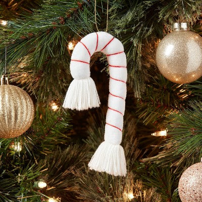 Fabric Candy Cane Christmas Tree Ornament White - Wondershop