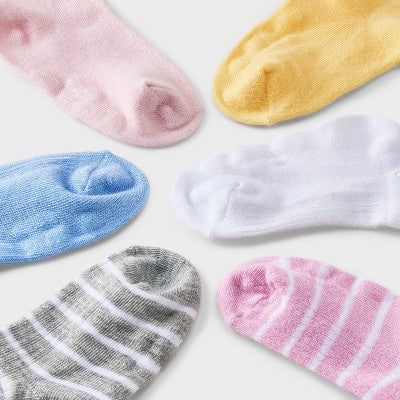 Baby Girls' 6pk Daisy Floral and Stripped Crew Socks - Cat & Jack 12-24M